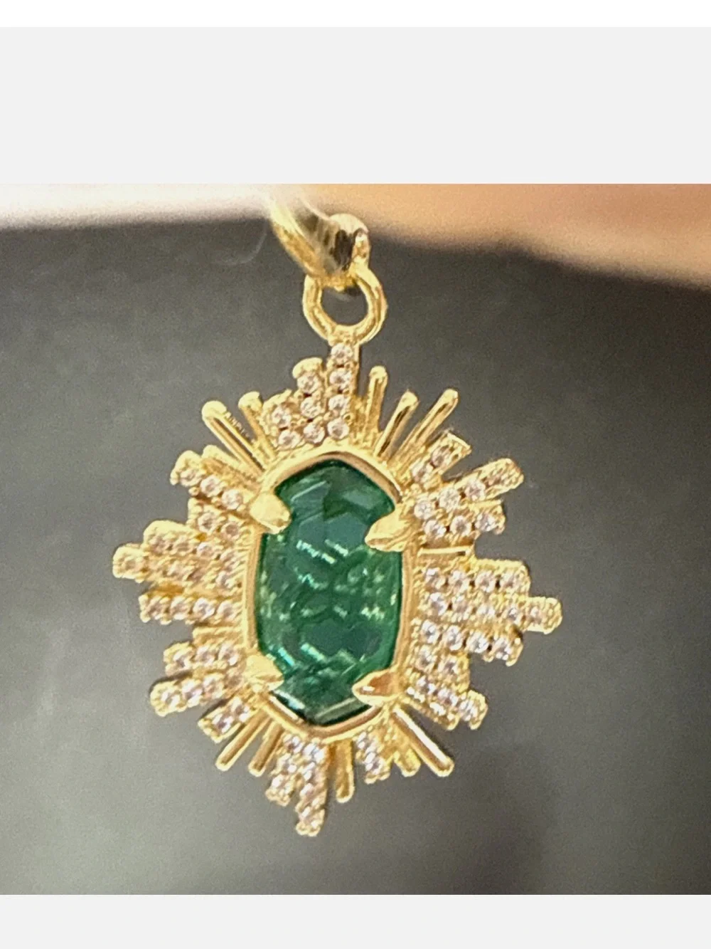 Kendra Scott Grayson Sunburst Drop Earrings in Green Glass NEW